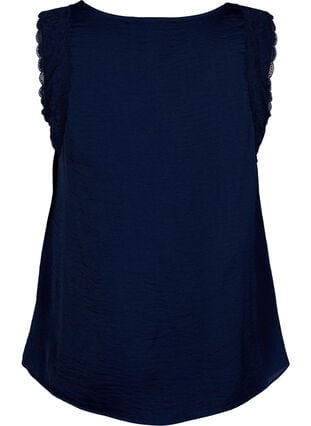 Top with lace and cross detail, Navy, Packshot image number 1