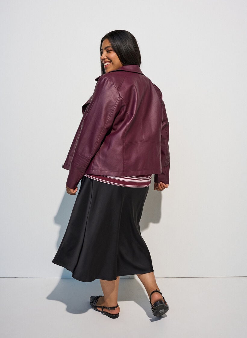 Satin midi skirt, Black, Model image number 2