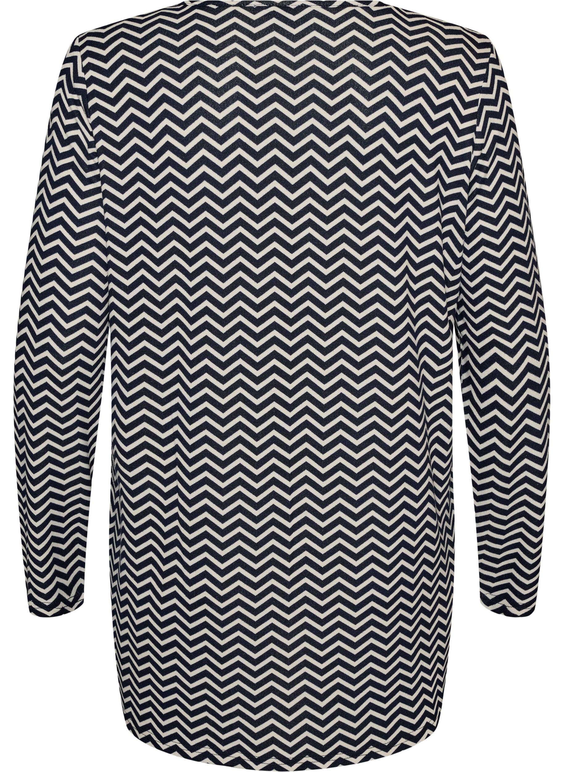 ZizzifashionPatterned blouse with long sleeves, Blue, Packshot image number 1