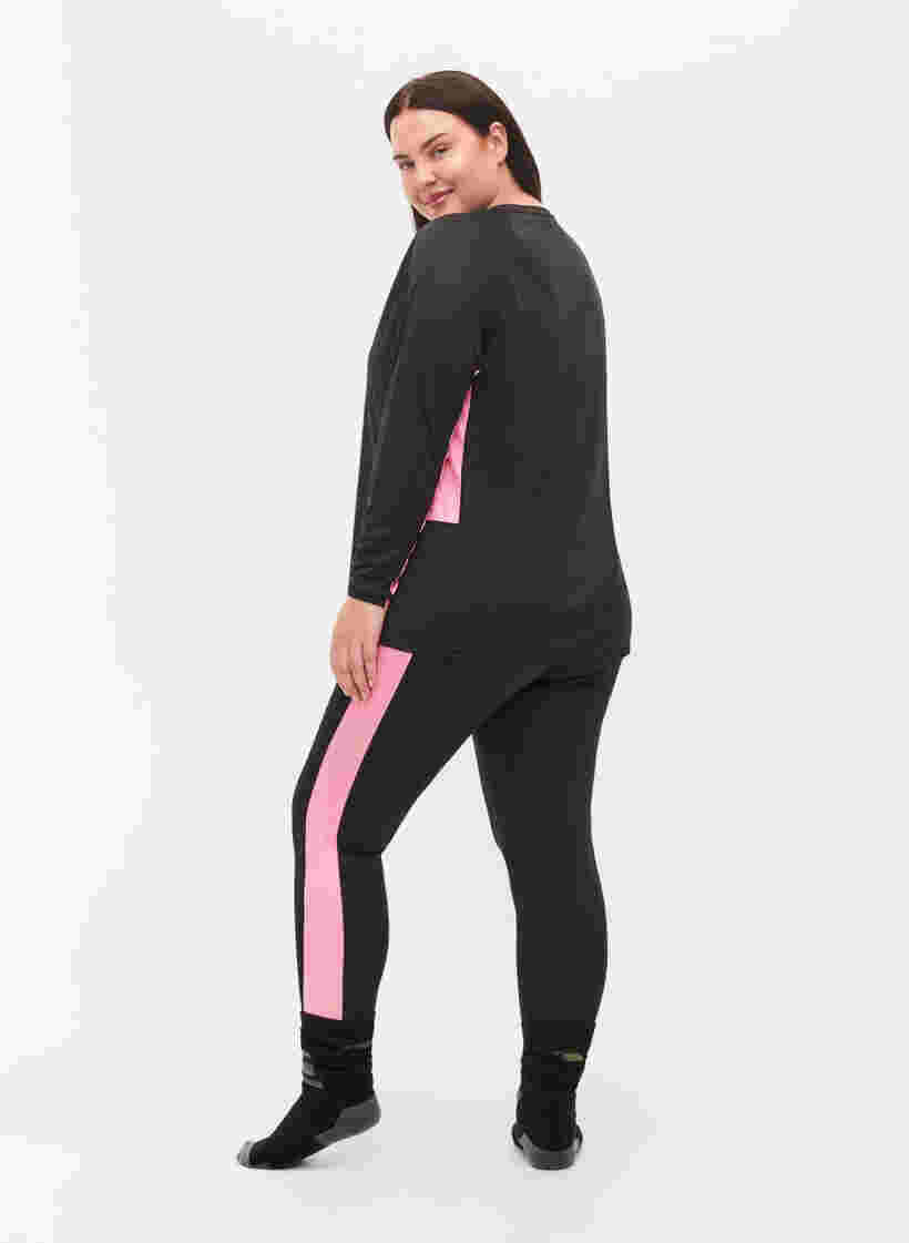 Ski underwear with contrasting stripe, Black w. Sea Pink, Model image number 1