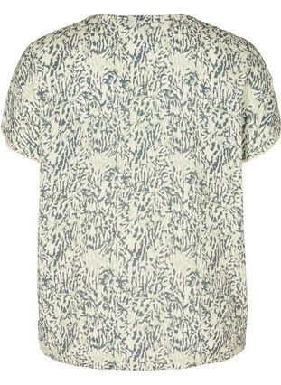 Printed short-sleeved viscose blouse, Balsam Green AOP, Packshot image number 1