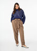 High-waisted trousers with ruffles and a tie belt, Walnut Melange, Model image number 0