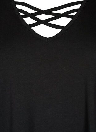 T-shirt with v-neck and cross detail, Black, Packshot image number 2