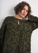 Dress with fringed threads and texture, Green, Model image number 3