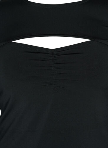 Cut-out blouse with long sleeves, Black, Packshot image number 2