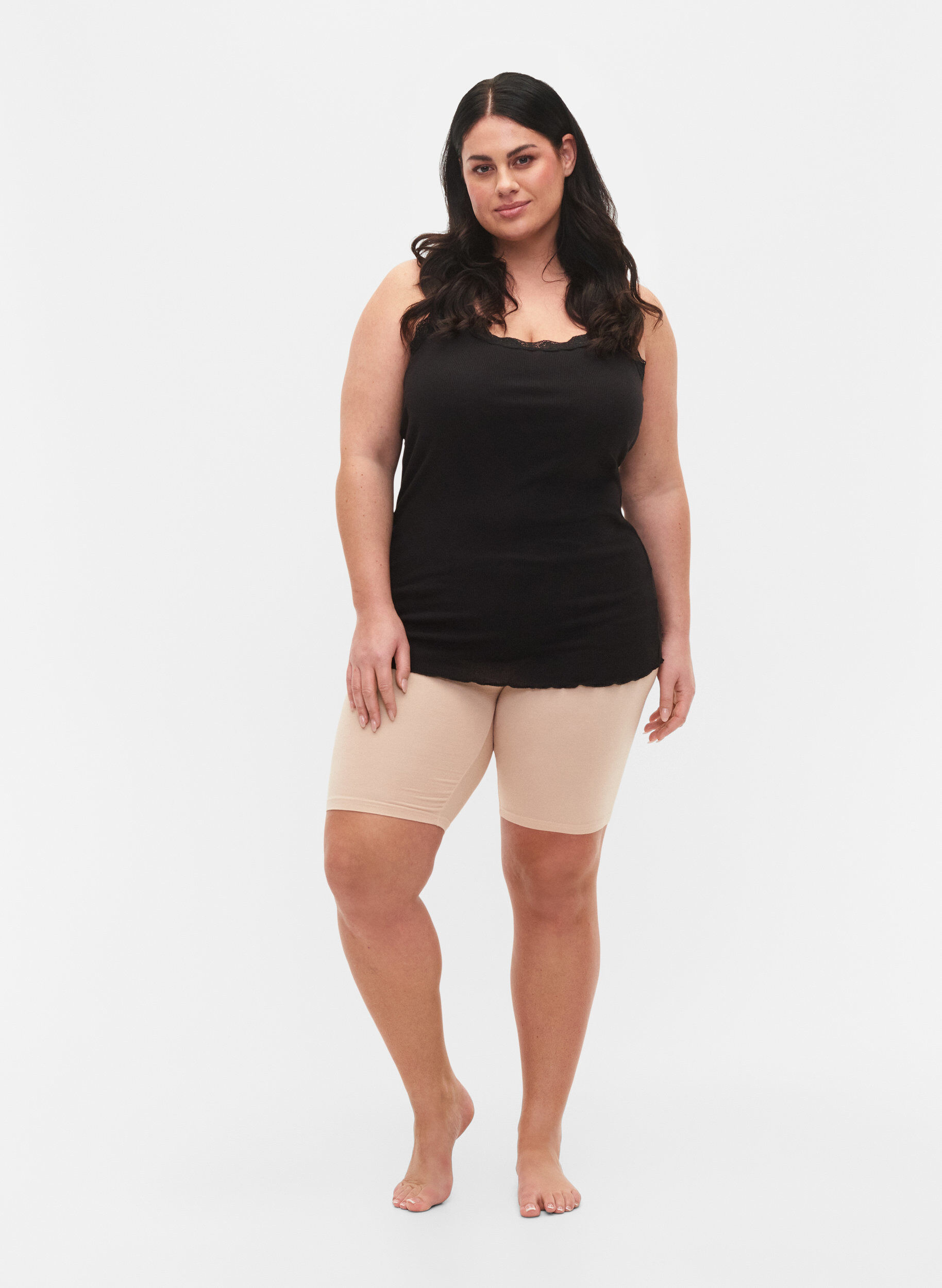 Zizzifashion2-pack viscose cycling shorts, Beige, Model image number 1