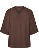 Shirt blouse with V-neck and 3/4 sleeves, Brown, Packshot image number 0