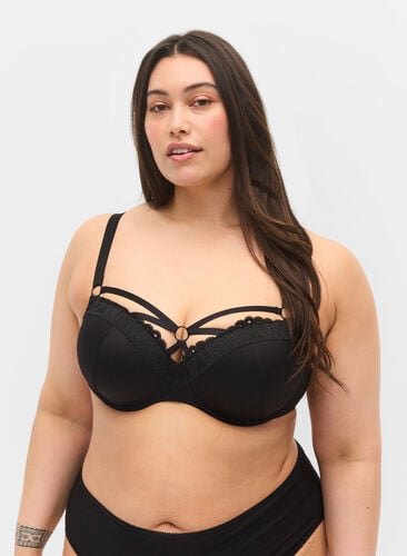 Bra with lace, Black, Model image number 0