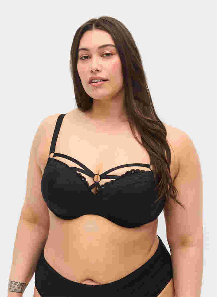Alma bra with lace, Black, Model image number 0