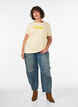 Organic cotton T-shirt with velour text, Yellow, Model image number 1