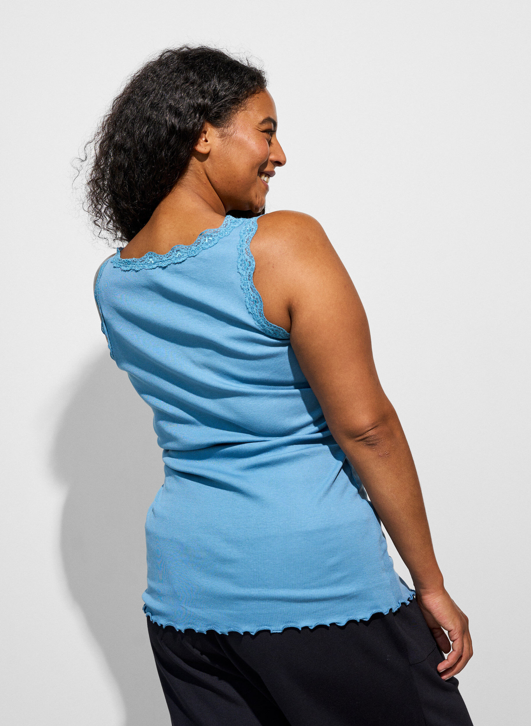 ZizzifashionTop with lace trim, Blue, Model image number 2