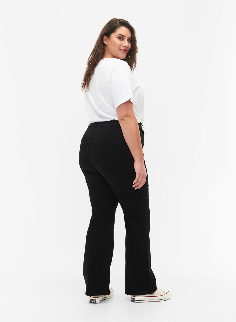 High waisted jeans with bootcut, Black, Model image number 1