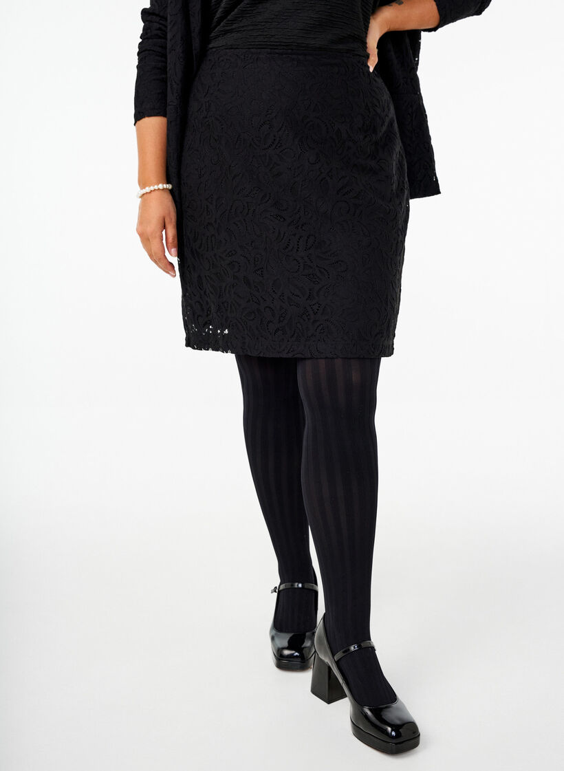 Short lace skirt, Black, Model image number 0