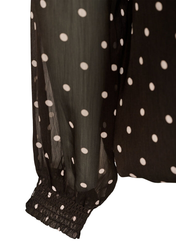 Dotted chiffon blouse with sheer sleeves, Brown, Packshot image number 3