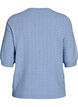 Knitted blouse with textured pattern and short sleeves, Light Blue, Packshot image number 1
