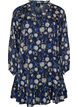 Patterned dress with ruffles and long sleeves, Blue, Packshot image number 0