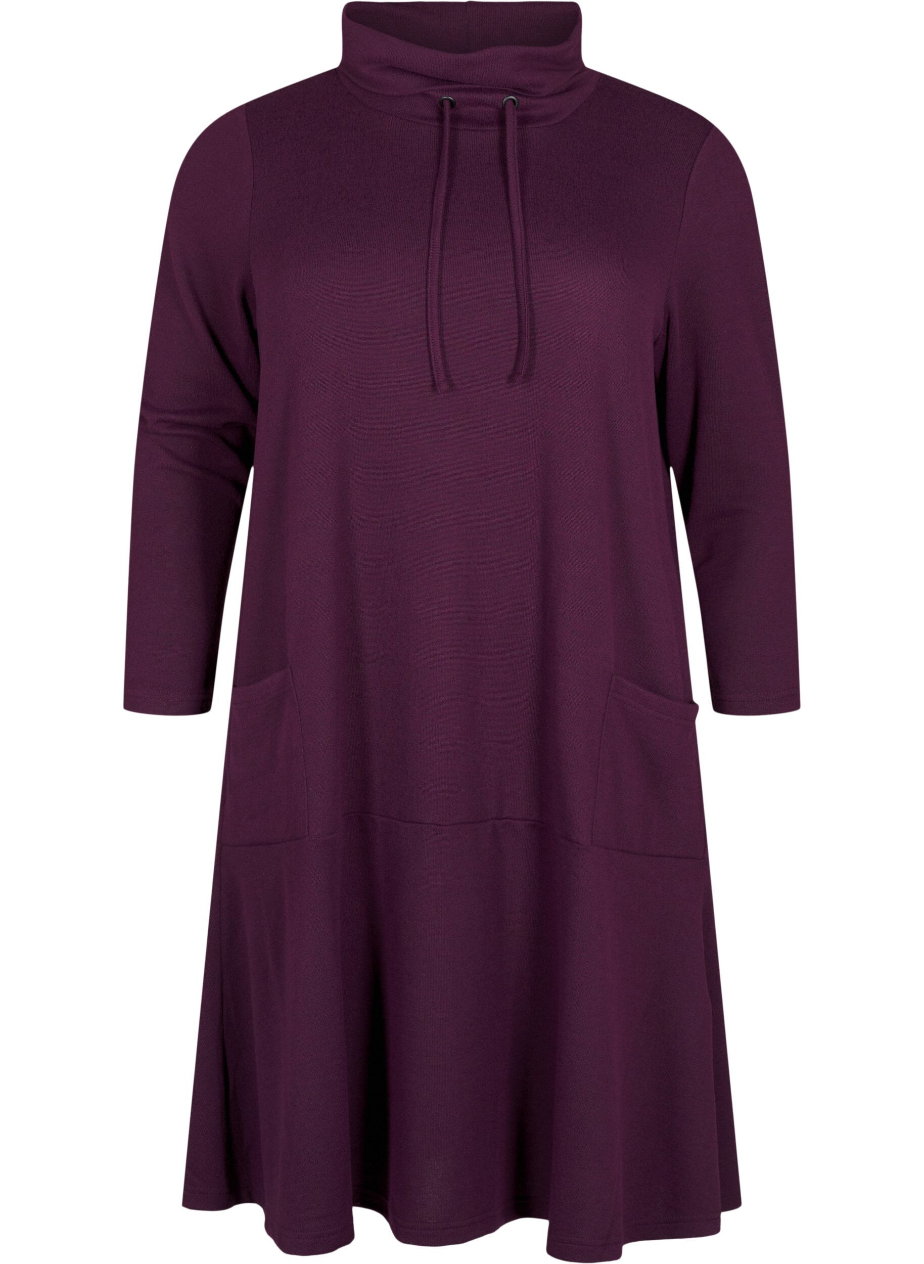Zizzifashion Jersey dress with high neck and pockets, Purple, Packshot image number 0