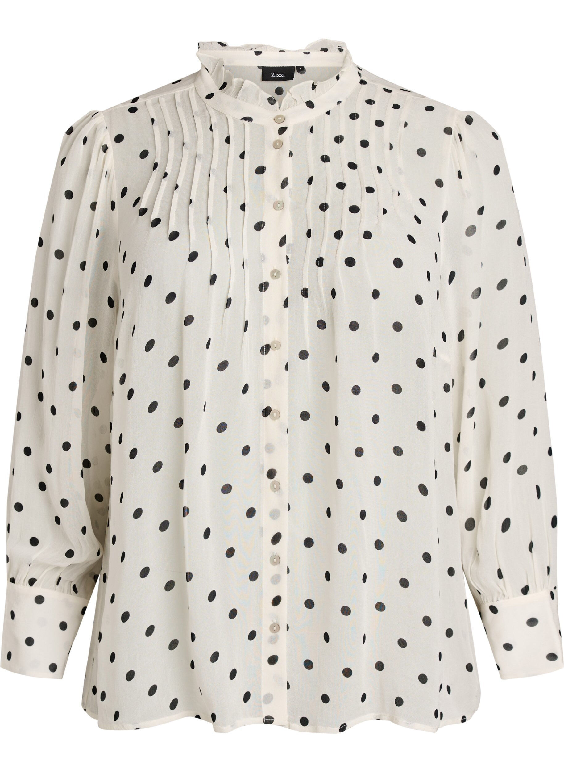 ZizzifashionViscose blouse with a ruffle collar, White, Packshot image number 0