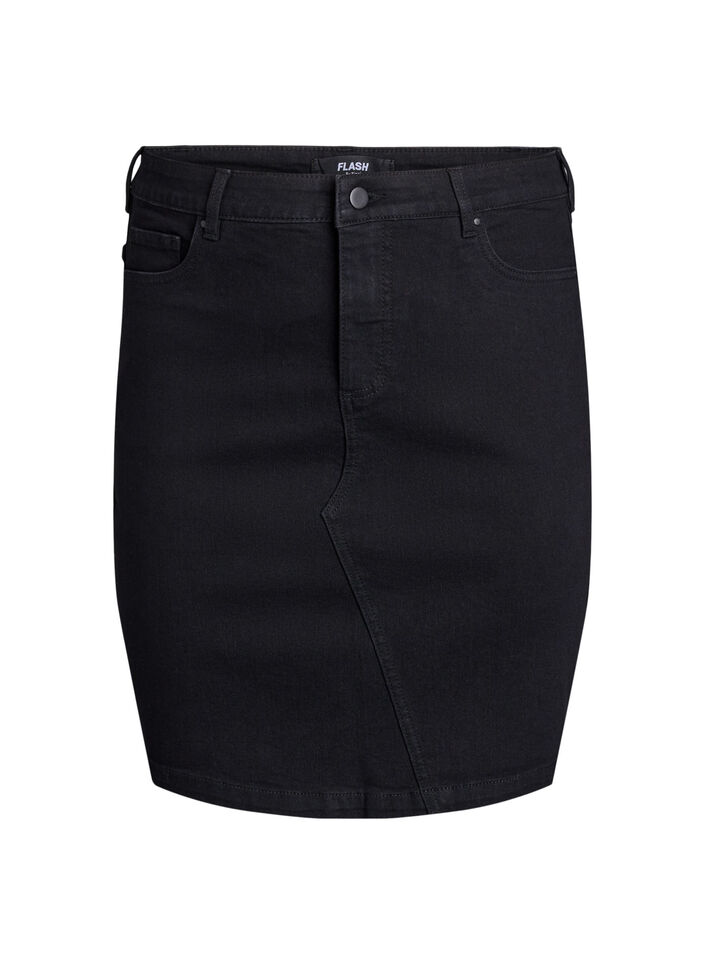 FLASH - Tight-fitting denim skirt, Black, Packshot image number 0