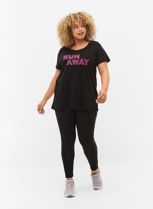 Sports t-shirt with print, Black w. Run Away, Model image number 2