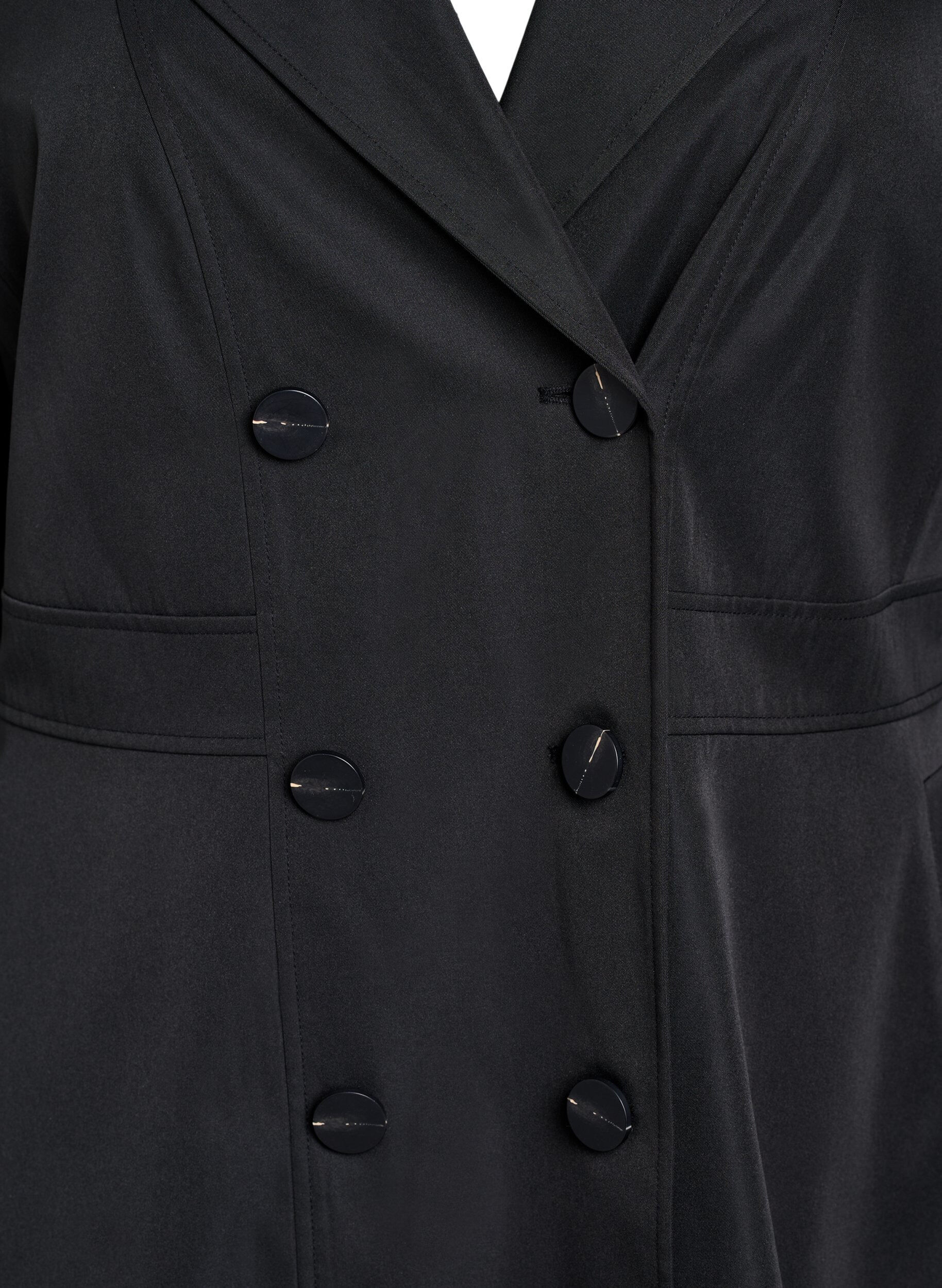 Zizzifashion A-line spring coat with double-breasted fastening, Black, Packshot image number 2