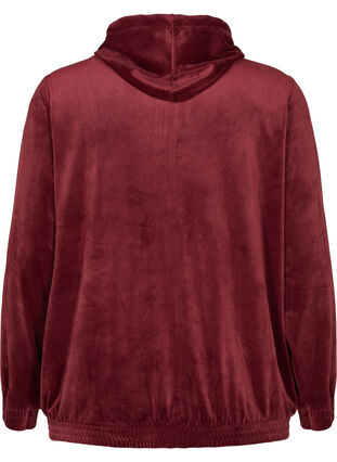 Velour cardigan with zip and hood, Cabernet, Packshot image number 1