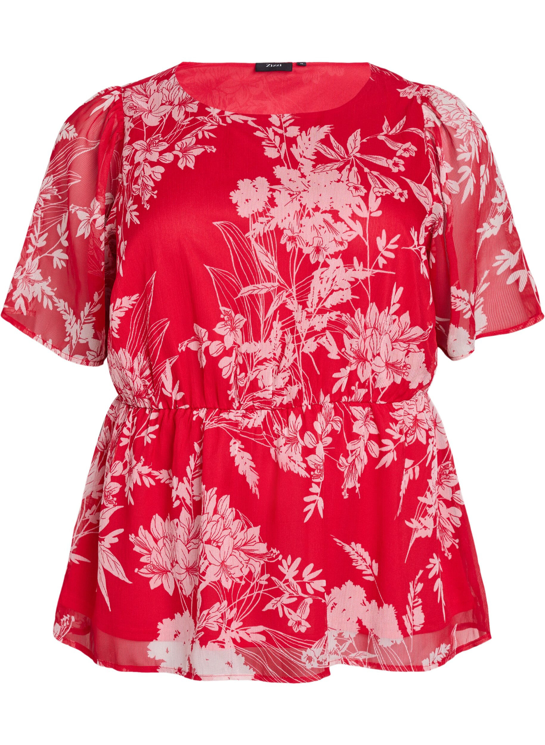 Floral chiffon blouse with an elasticated waist