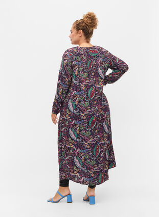 Viscose midi dress with paisley print, Multi Paisley, Model image number 1