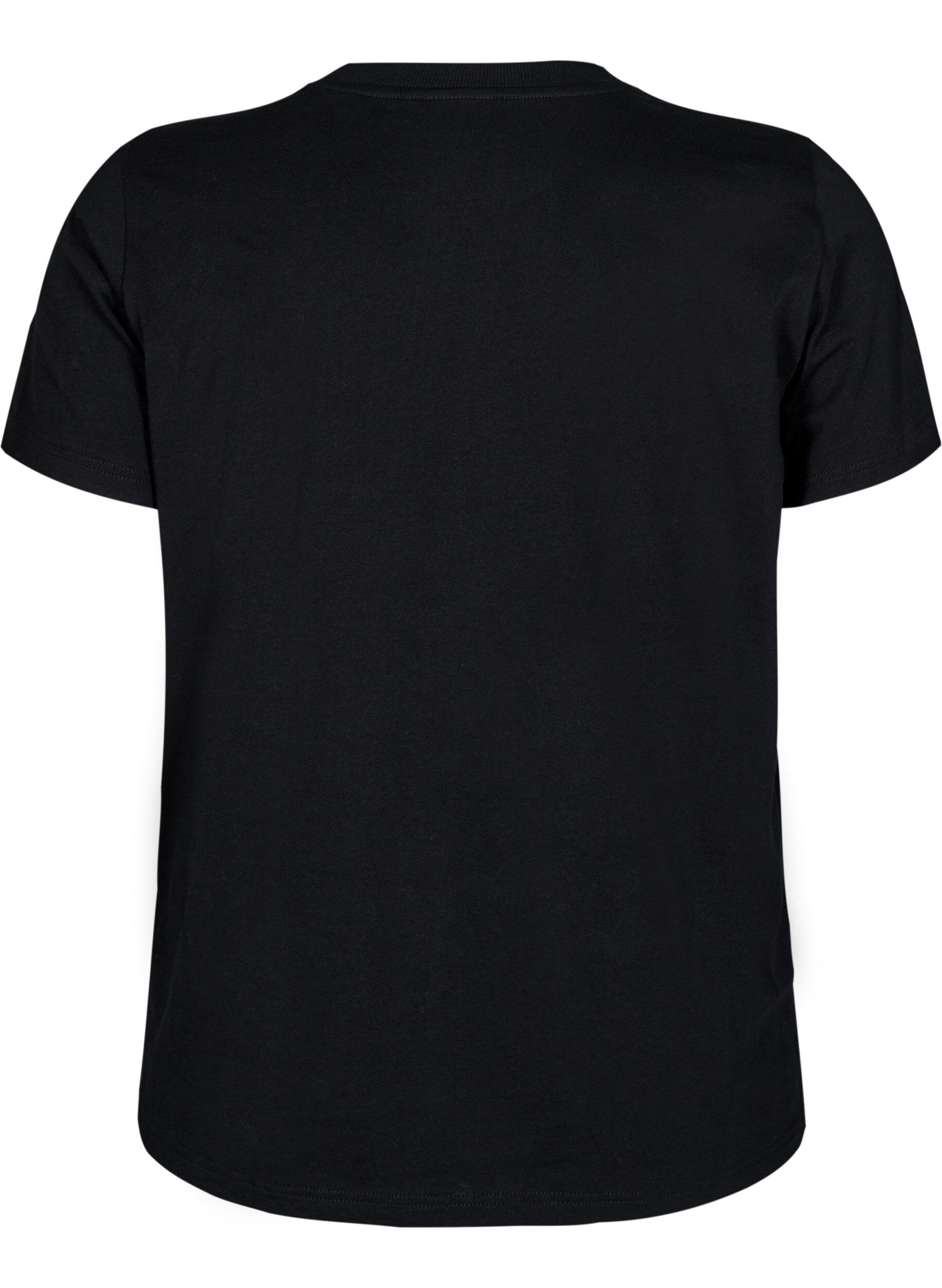 Zizzifashion Cotton T-shirt with embroidery detail, Black, Packshot image number 1