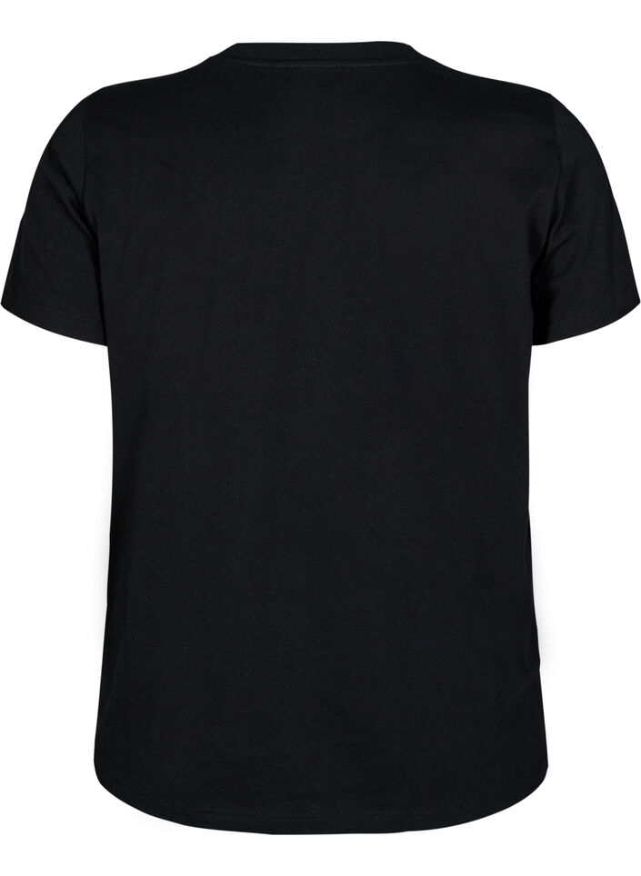 Cotton T-shirt with embroidery detail, Black, Packshot image number 1