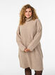 Short knitted dress with a turtleneck and ribbed texture, Beige, Model image number 0
