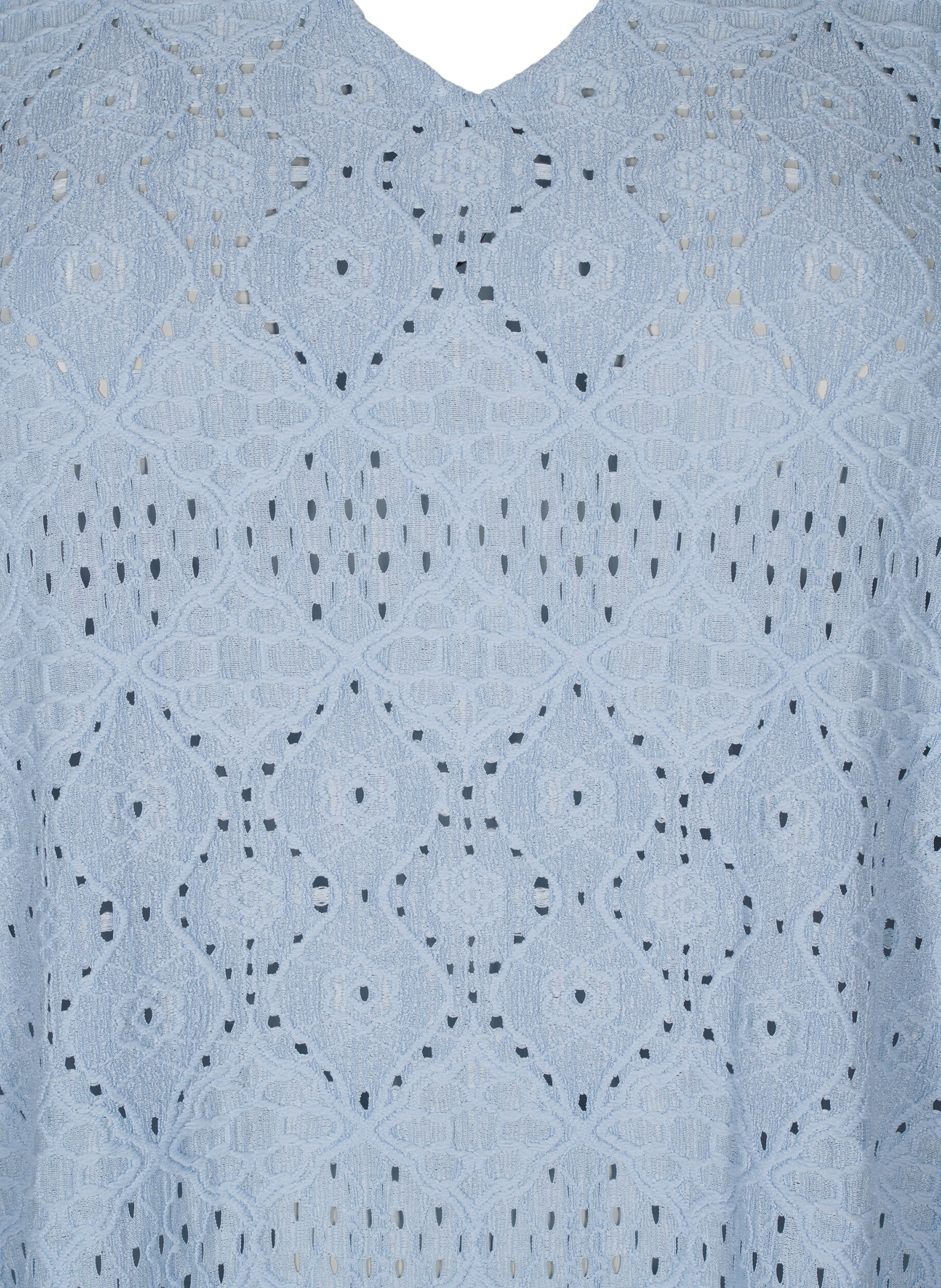 Zizzifashion Short dress with v-neck and hole pattern, Cashmere Blue, Packshot image number 2