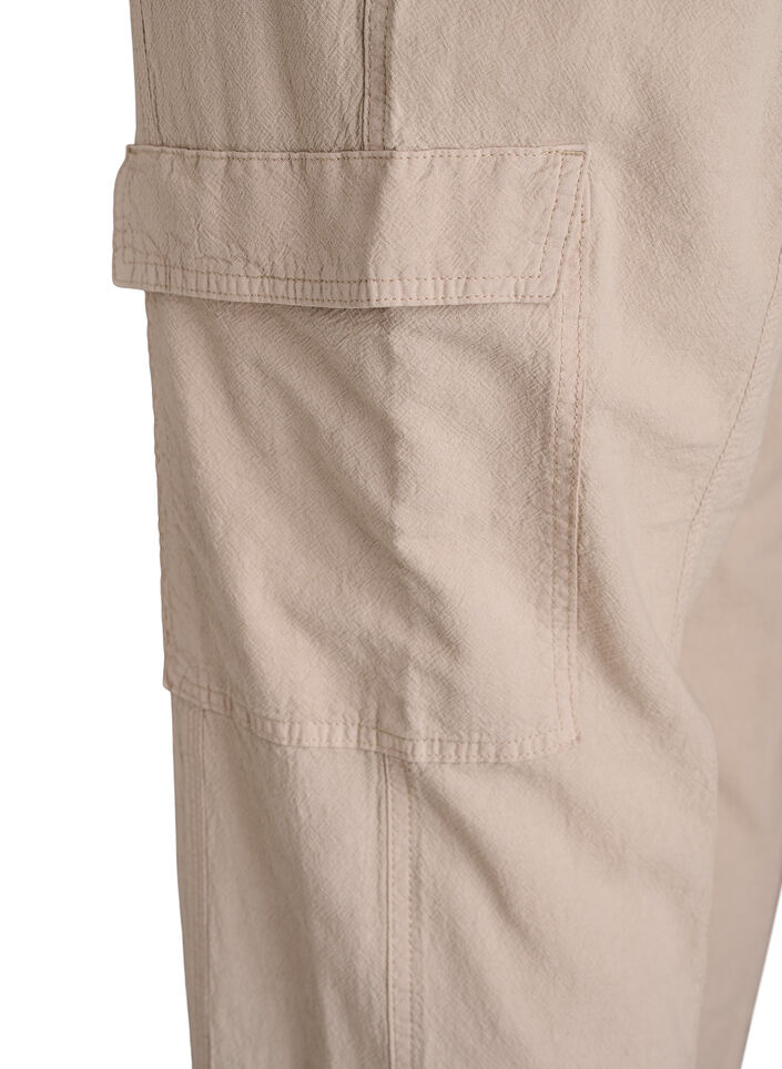 Loose cargo trousers in cotton, Beige, Packshot image number 4
