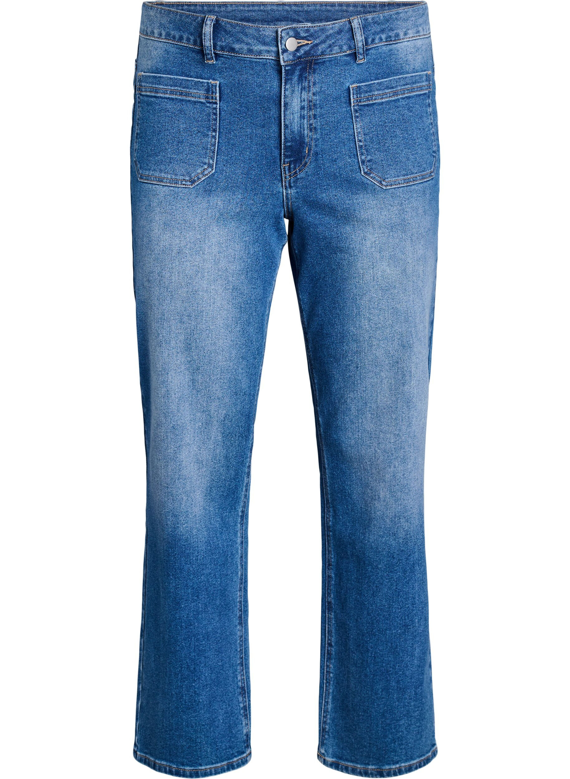 Jeans with front pockets and straight legs