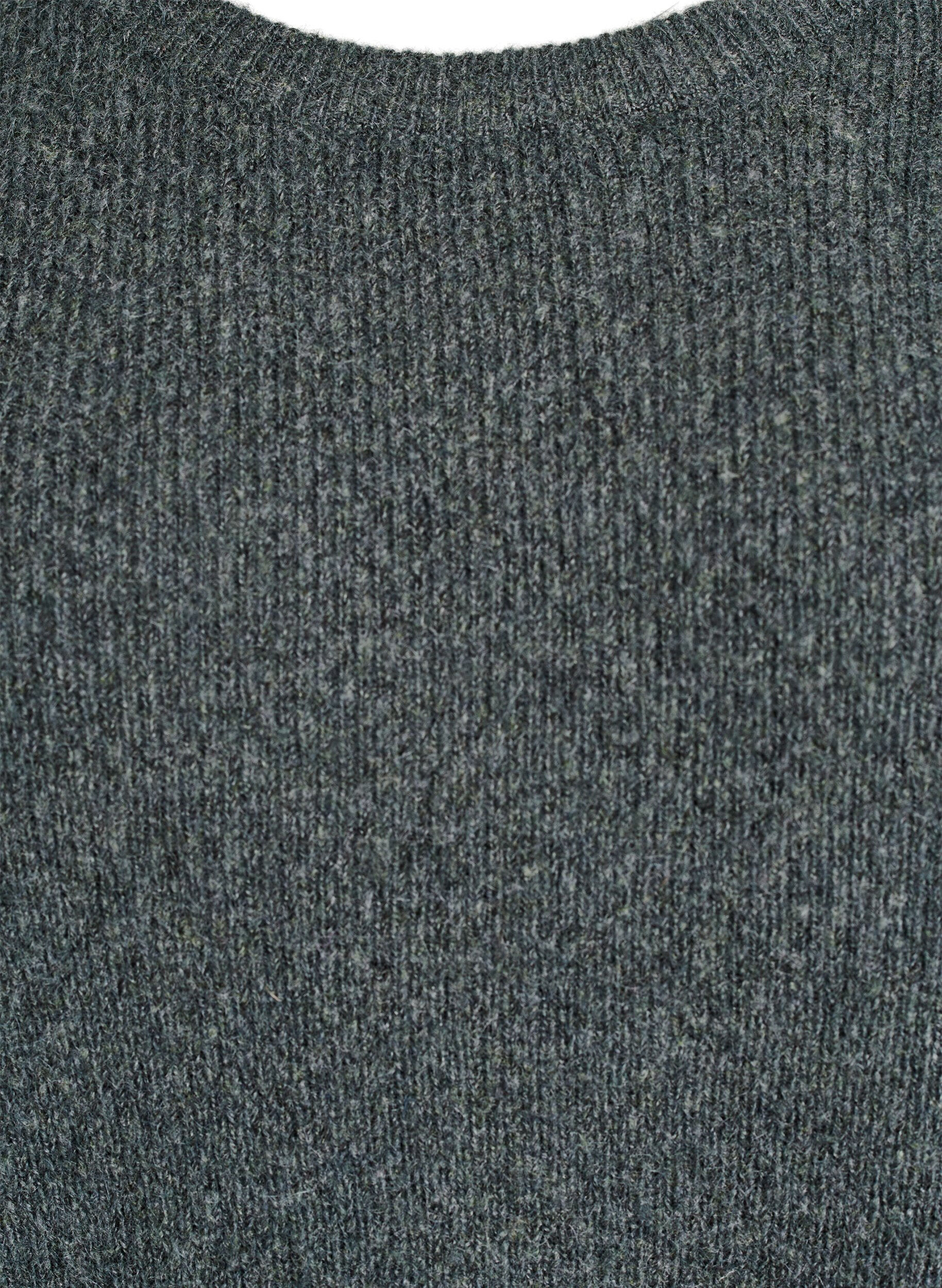 Zizzifashion Melange knit blouse with round neck, Green, Packshot image number 2