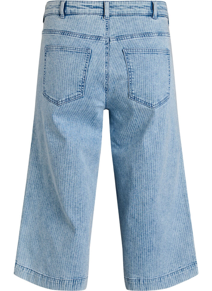 Pinstriped wide-leg culotte jeans, Light Blue, Packshot image number 1