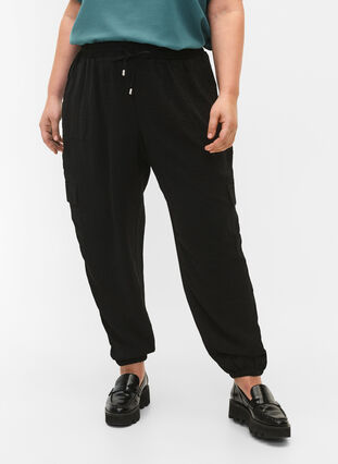 Trousers with cargo pockets, Black, Model image number 2