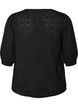Short-sleeved knit blouse with a pointelle pattern, Black, Packshot image number 1