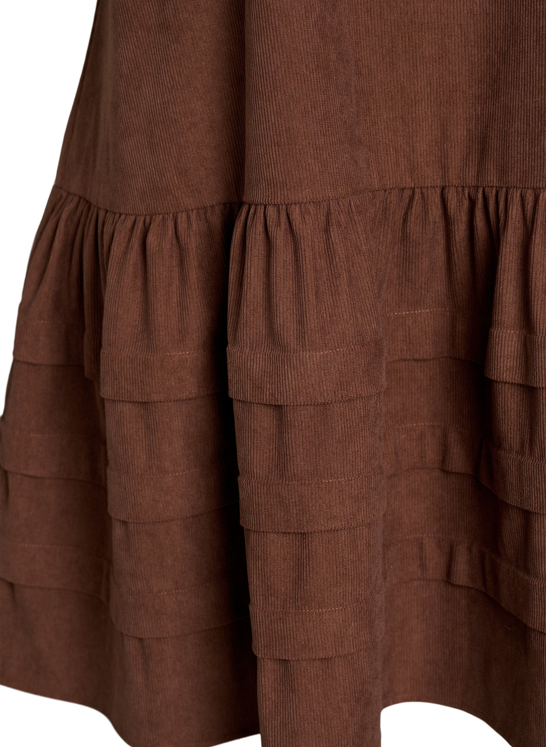 Zizzifashion Short corduroy dress with square neckline, Brown, Packshot image number 3