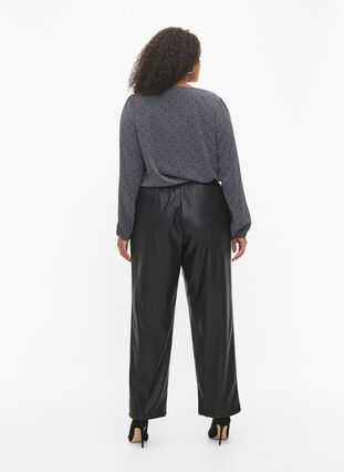 Faux leather trousers with pockets, Black, Model image number 1