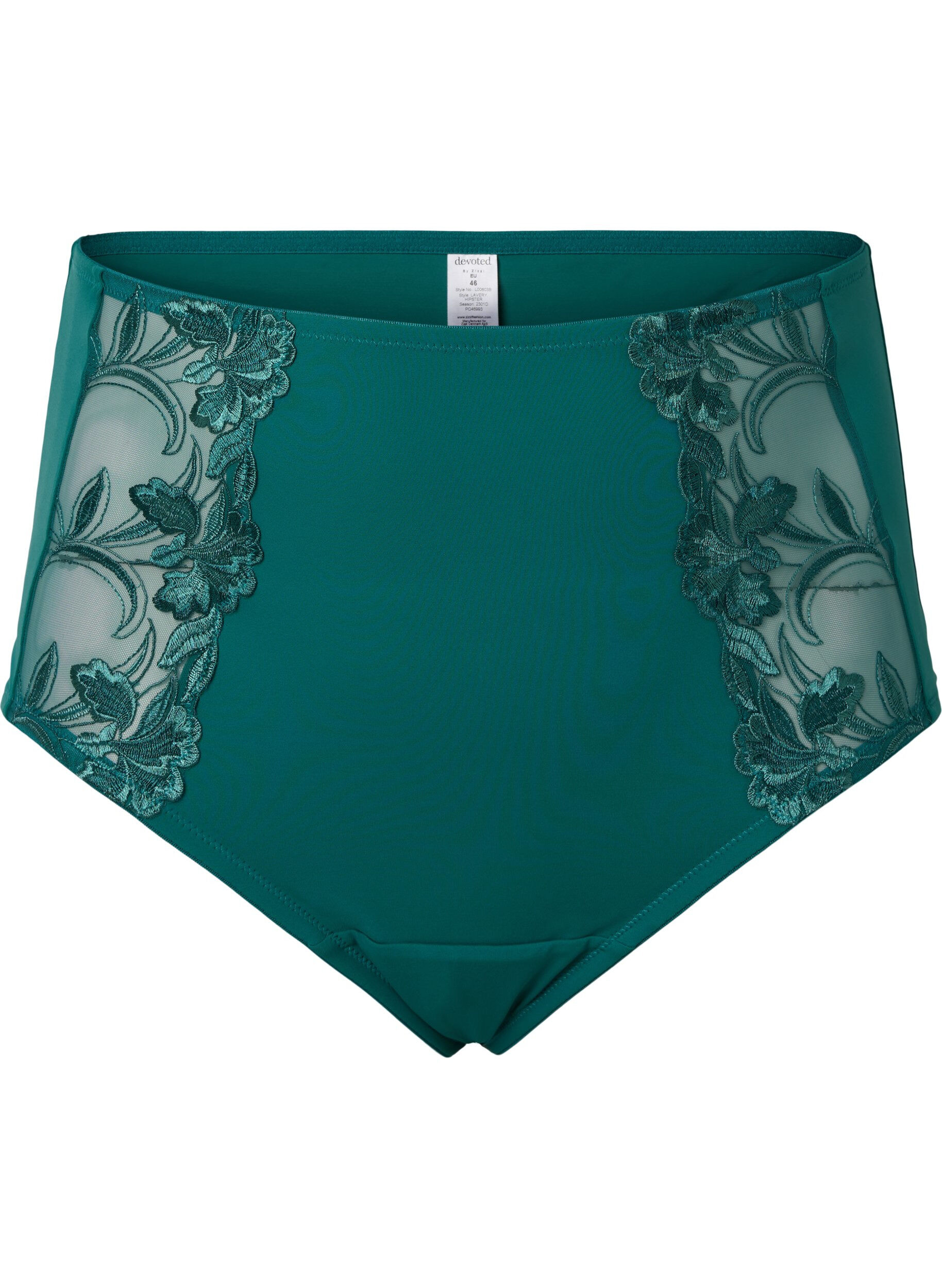 Zizzifashion Hipster with lace and high waist, Green-Blue Slate, Packshot image number 0