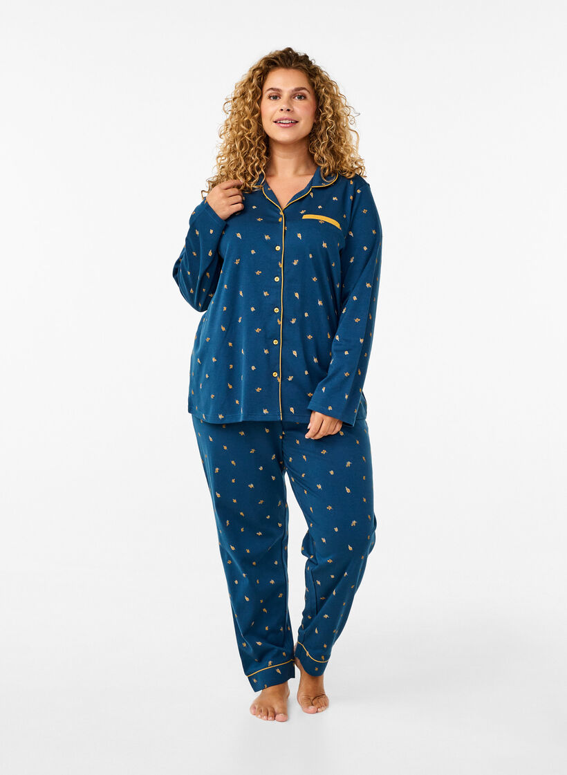Cotton nightshirt, Blue Opal AOP, Model image number 2