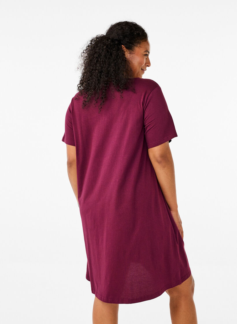 Organic cotton nightgown with v-neck, Red, Model image number 2