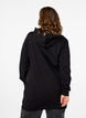 Sweat tunic with hood and zip, Black, Model image number 1