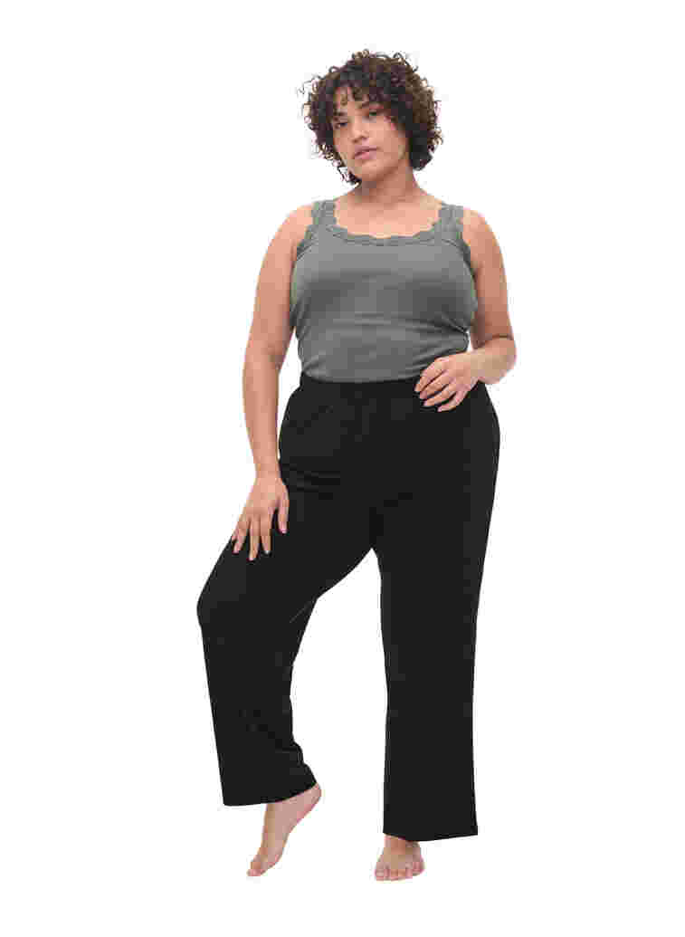 Loose trousers with structure, Black, Model image number 2