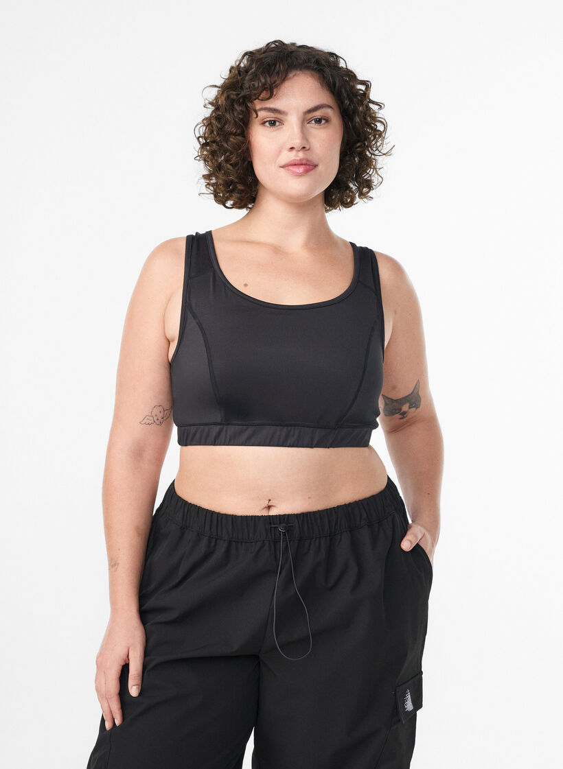 Sports bra with racerback, Black, Model image number 0