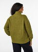 Knitted sweater with high neck and zipper, Green, Model image number 2