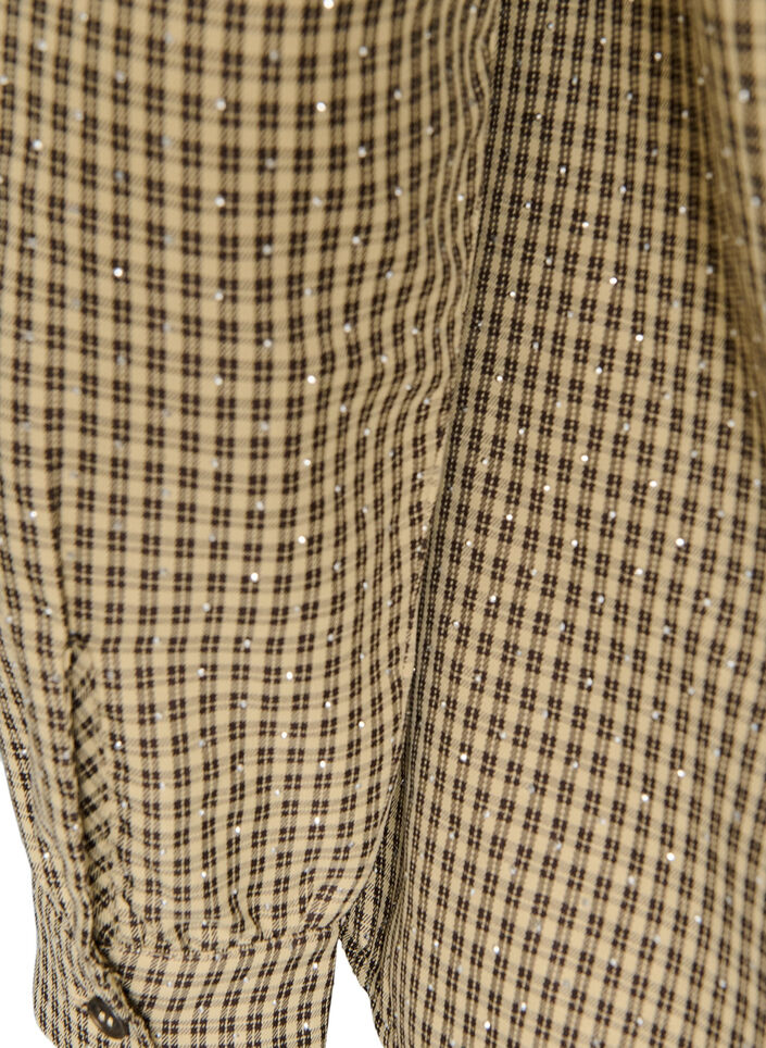 Shirt with small check pattern and rhinestones, Brown, Packshot image number 3