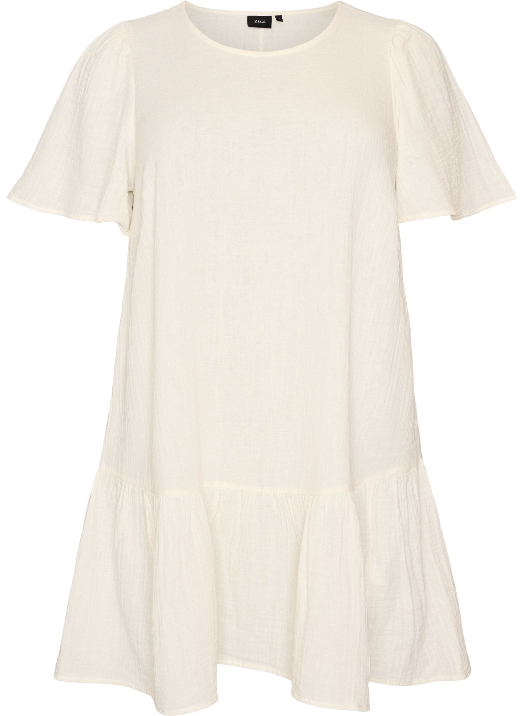 ZizzifashionCotton short-sleeved dress with a-line cut, Vanilla, Packshot image number 0