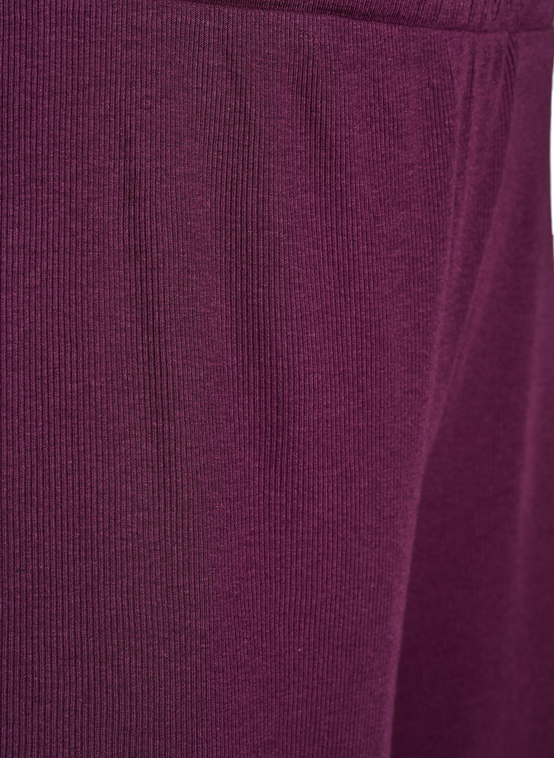 Zizzifashion Loose night shorts with ribbed texture and lace trim, Dark Bordeaux, Packshot image number 2